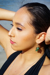 Green Quartz cluster Earrings.