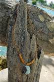 Rope Necklace with Agate Drop