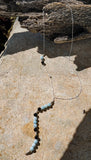 Aquamarine and Black Onyx Beads and Silver Chain Necklace