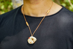 Sea Stone and Coral on Leather Necklace