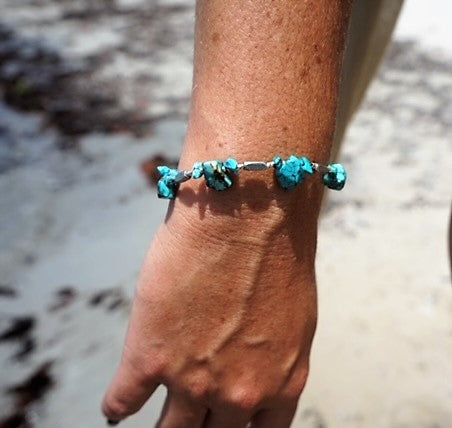 Blue Turquoise and Silver Bracelet