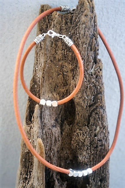 Leather Necklace with Silver Accents