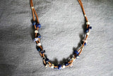 Leather Necklace with Lapis Lazuli and Silver accents.