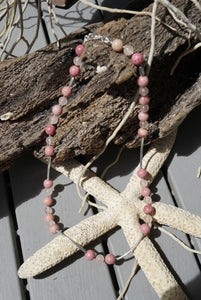 Pink Jasper and Rose Quartz Silver Necklace