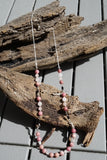 Pink Jasper and Rose Quartz Enhanced with Black Coral Sterling Silver Necklace