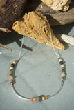 African Blood Jasper, Citrine and Agates on Stirling Silver Necklace