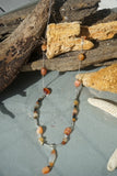 Agates, Citrine, enhanced with Petrified Wood and Black Coral Silver Necklace