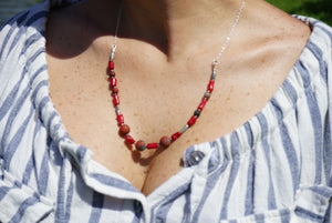 Red Coral Sterling Silver Necklace