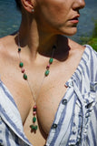 Pink Jasper and Green Quartz Sterling Silver Necklace