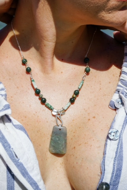 Jade and Green Jasper Sterling Silver Necklace