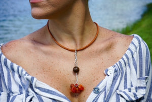 Petrified Wood and Agate Rope Necklace
