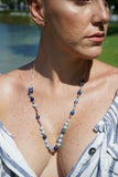 Aquamarine and Lapis Lazuli on Sterling Silver Necklace