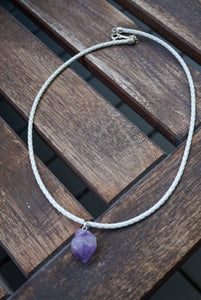 Amethyst Drop on Rope Necklace