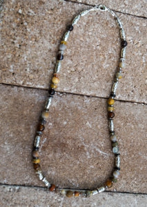 Men's Agate, Jade, Onyx and Fossilized Shell Necklace (Matching Bracelet also available)