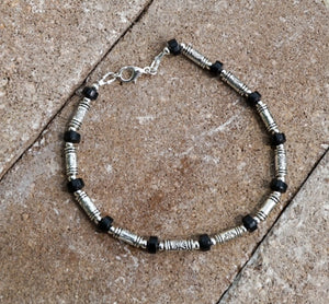 Men's Onyx and Sterling Silver Bracelet