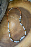 Aquamarine and Tiger Eye Beads on a Rope Necklace