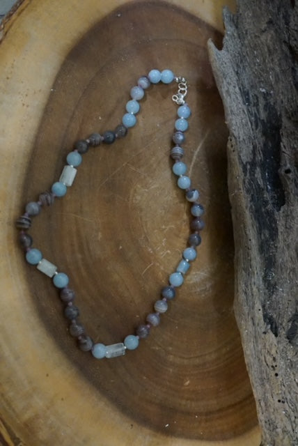 Aquamarine and Agate Necklace