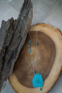 Sterling Silver Necklace enhanced with Turquoise
