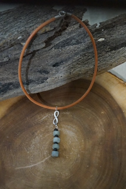 Onyx and Aquamarine Rope Necklace