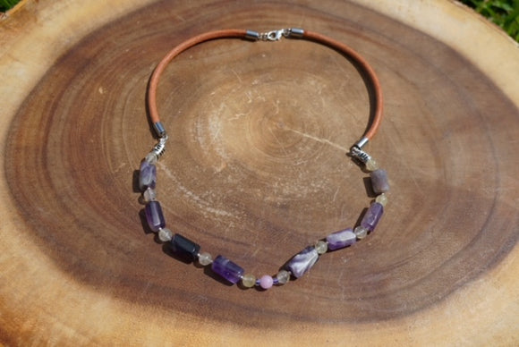 Amethyst, Topaz and Pink Peruvian Opal Rope Necklace