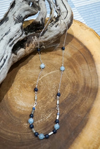 Sterling Silver enhanced with Aquamarine and Sapphires