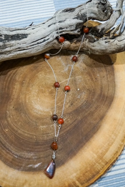 Sterling Silver Necklace enhanced with Agates