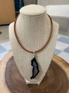 Agate Pendant on Rope Necklace