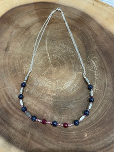 Sterling Silver Necklace enhanced with Sapphires and Rubies