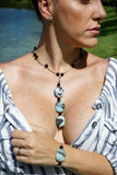Sterling Silver Necklace featuring Agates and Onyx