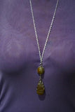 Silver chain enhanced by Agate Cabochon and Tear Drop shape Agate approx. 18"
